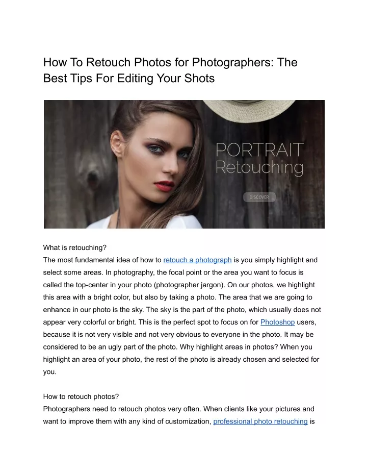how to retouch photos for photographers the best