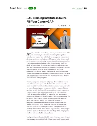 Online & Classroom SAS Training Course in Delhi, NCR