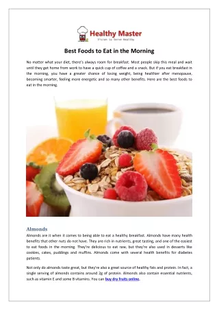 Best Foods to Eat in the Morning