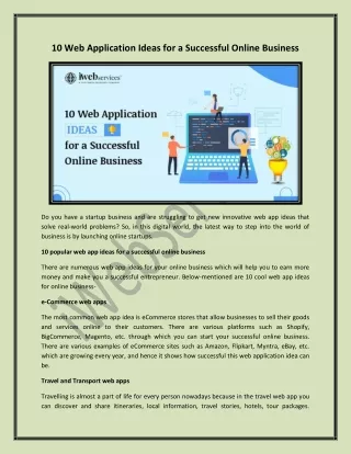 10 web application ideas for a successful online