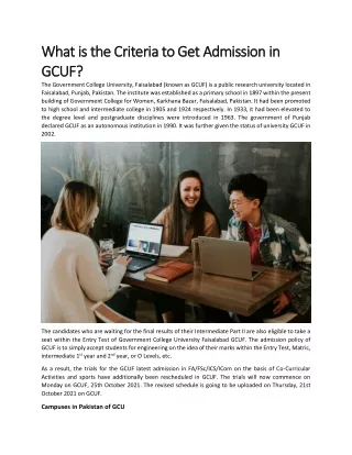 What is the Criteria to Get Admission in GCUF
