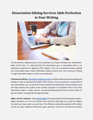 Dissertation Editing Services Adds Perfection to Your Writing