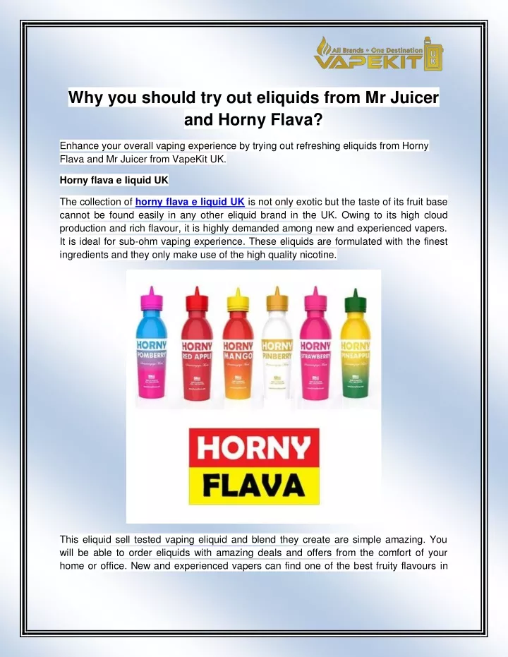 why you should try out eliquids from mr juicer