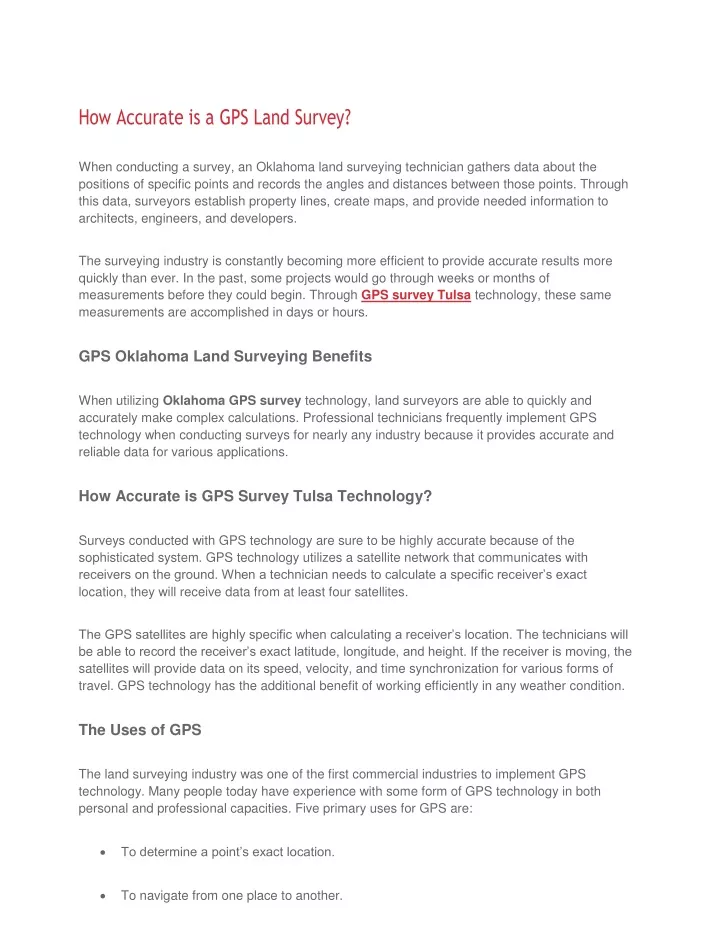 how accurate is a gps land survey