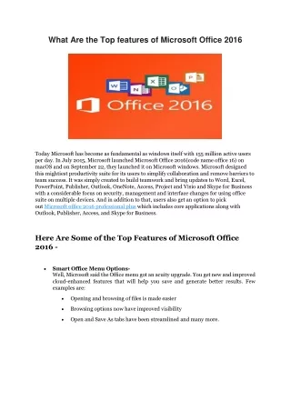What Are the Top features of Microsoft Office 2016