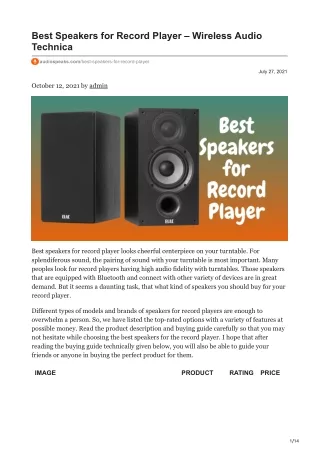 best speakers for record player wireless audio