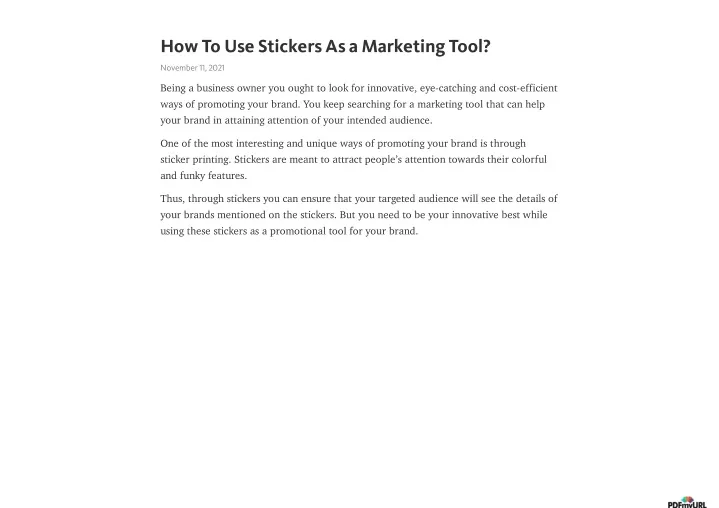 how to use stickers as a marketing tool