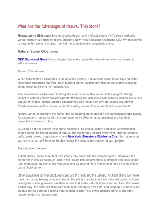 what are the advantages of natural thin stone