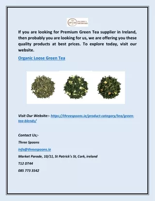 Organic Loose Green Tea | Threespoons.ie