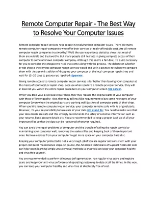 remote computer repair remote computer repair