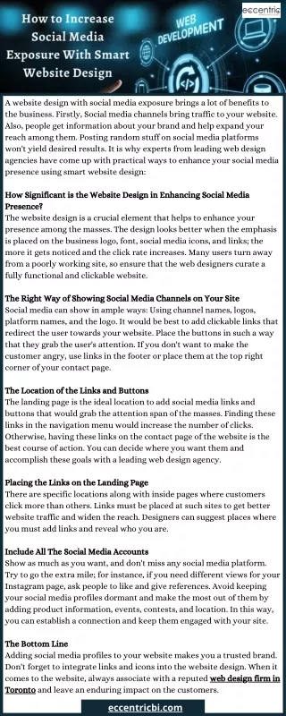a website design with social media exposure