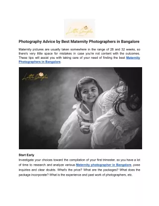 Photography Advice by Best Maternity Photographers in Bangalore