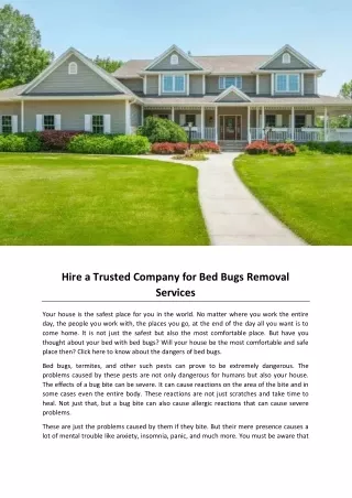 Hire a Trusted Company for Bed Bugs Removal Services