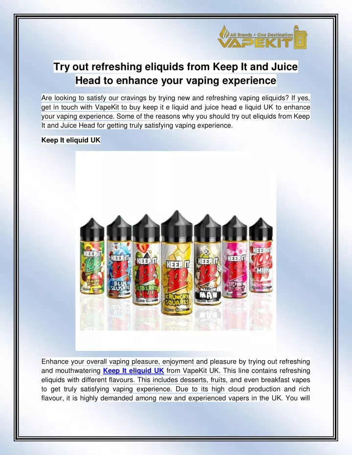 try out refreshing eliquids from keep