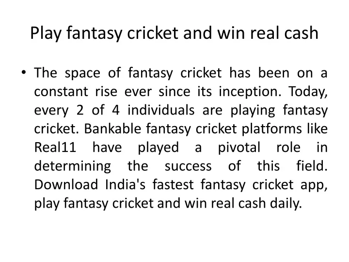 play fantasy cricket and win real cash
