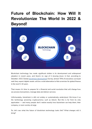 future of blockchain how will it revolutionize