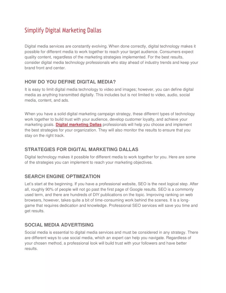 simplify digital marketing dallas