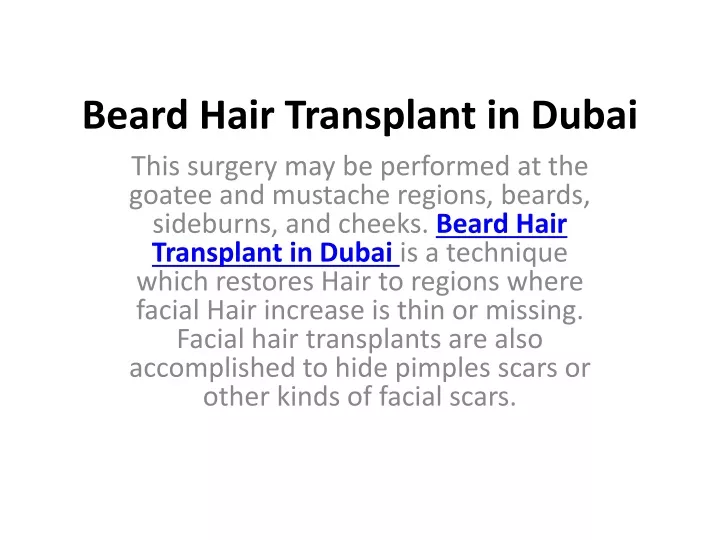 beard hair transplant in dubai