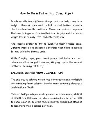How to Burn Fat with a Jump Rope-Jump Theory