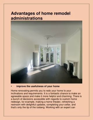 advantages of home remodel administrations