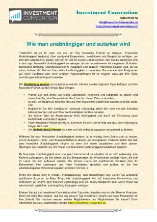 Wie man unabhängiger und autarker wird