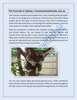 Pet Funerals - Ceremonies with Style | Wedding Celebrant Sydney