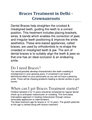 Braces Treatment in Delhi - Crownandroots