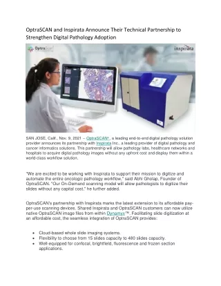 OptraSCAN and Inspirata Announce Their Technical Partnership to Strengthen Digital Pathology Adoption-converted