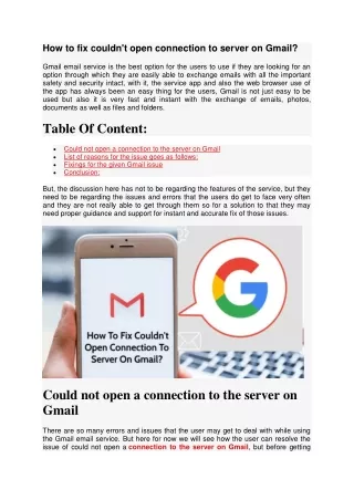 how to fix couldn t open connection to server