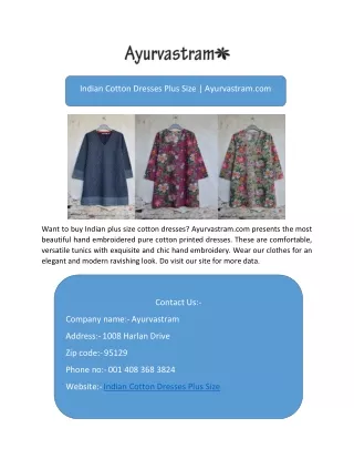 Indian Cotton Dresses Plus Size  Ayurvastram.com-converted