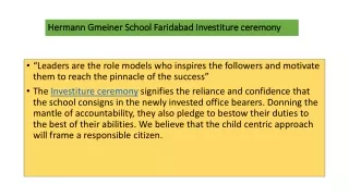 Hermann Gmeiner School Faridabad Investiture ceremony