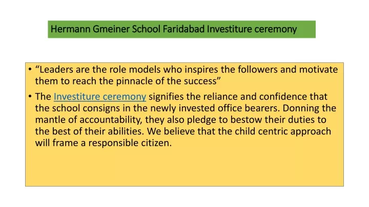 hermann gmeiner school faridabad investiture ceremony