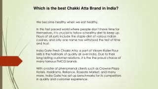 Which is the best chakki atta brand in India