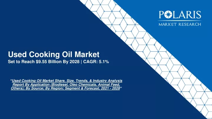 used cooking oil market set to reach 9 55 billion by 2028 cagr 5 1
