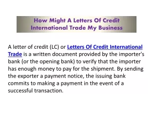 How Might A Letters Of Credit International Trade My Business