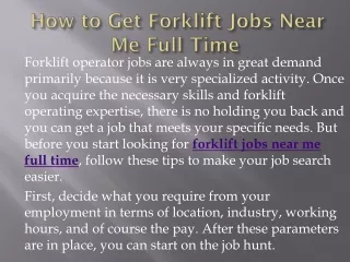 forklift jobs near me full time