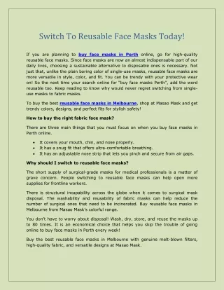 Switch To Reusable Face Masks Today!