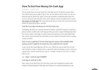 How To Get Free Money On Cash App