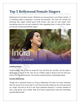 Top 5 Bollywood Female Singers