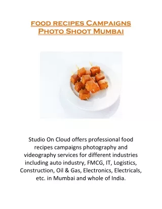 food recipes Campaigns Photo Shoot Mumbai