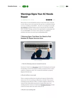 Warnings Signs Your AC Needs Repair