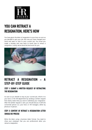 you can retract a resignation here s how