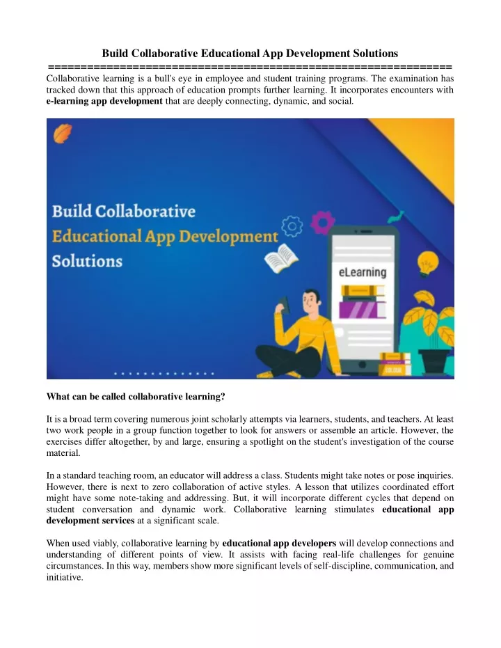 build collaborative educational app development