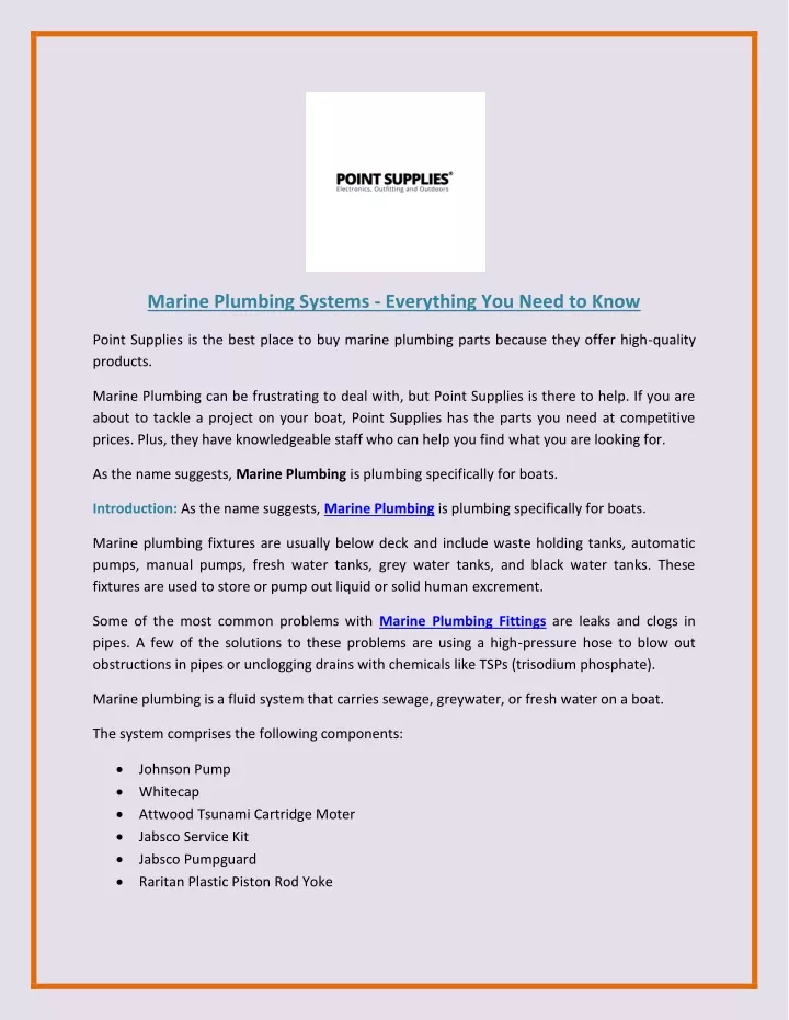 marine plumbing systems everything you need