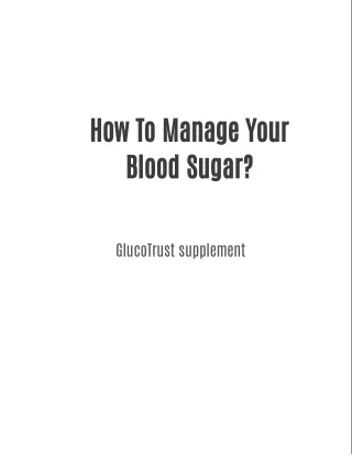 GlucoTrust Blood sugar management