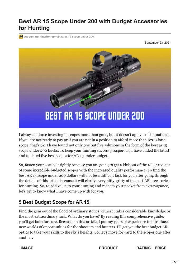 best ar 15 scope under 200 with budget