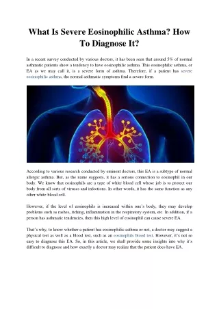 what is severe eosinophilic asthma