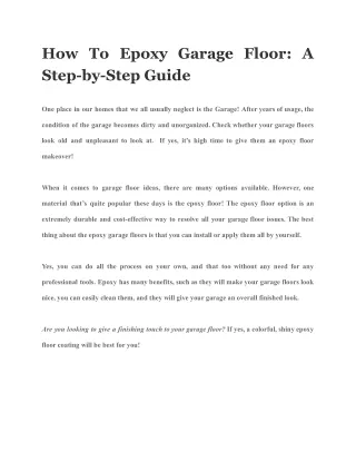 how to epoxy garage floor a step by step guide
