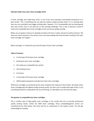 Ultimate Guide: How Laser Toner Cartridges Work