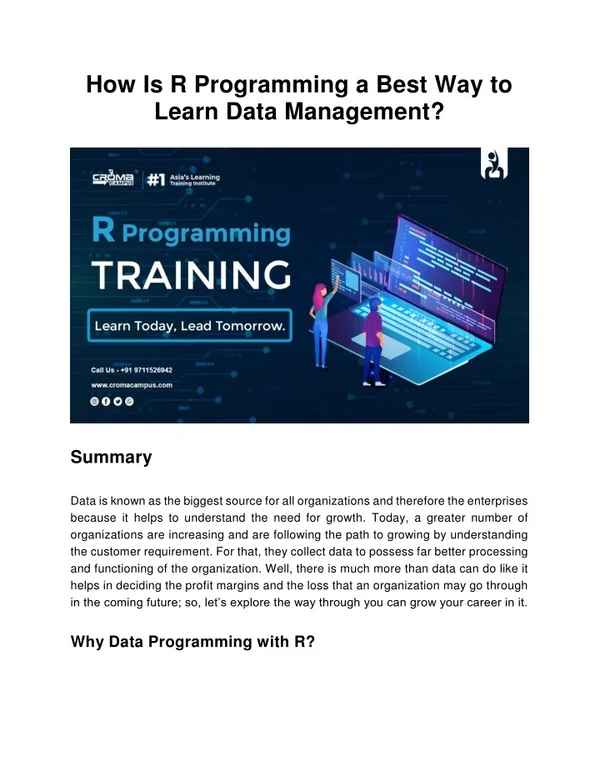 how is r programming a best way to learn data